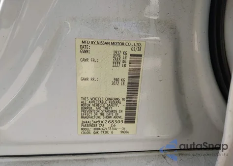 2018 Nissan Altima 2.5 S z USA, uszkodzony, nr VIN 1N4AL3AP9JC268303